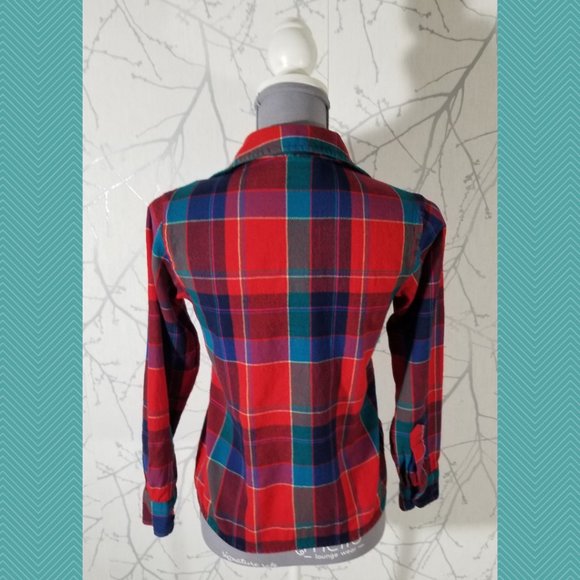 Pendleton VTG Red Plaid Wool USA Made Button Front Shirt - Picture 6 of 7